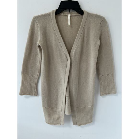 Souchi Womens Cashmere Single Button 3/4 Sleeve Cardigan Cream Tan Size P Small - Picture 1 of 10